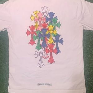 chromehearts shirt pocket tee with multicolor crosses medium